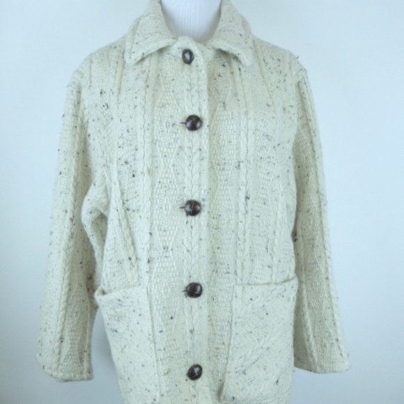 Weave of the Irish Jackets & Blazers - WEAVE OF THE IRISH ARAN Jacket HAND CRAFTED M